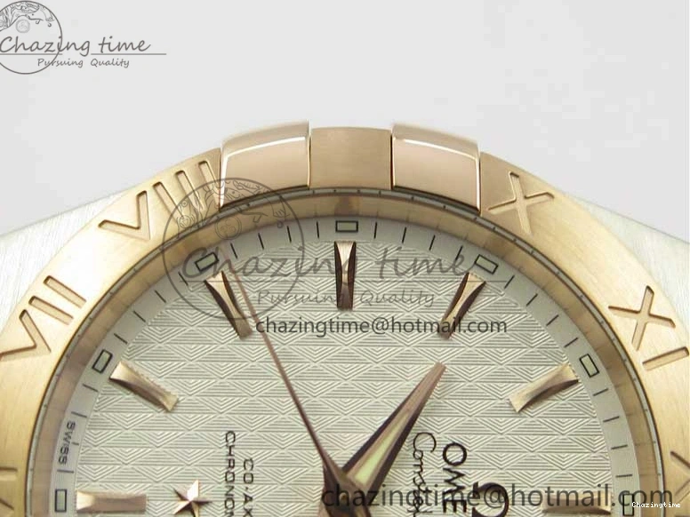 0208 Stylish Constellation 38mm SS RG VSF 1:1 Best Edition WhiteTextured Dial on SS RG Bracelet A8500 Super Clone 7921